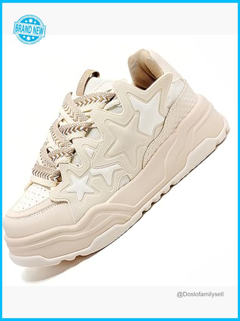 Unisex Stars Casual Walking Shoes Chunky Sneakers Y2k Trendy Comfortable Lace-Up